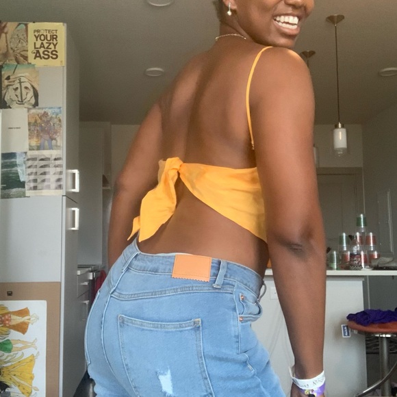 ❌SOLD❌Zara Orange Handkerchief Top Size Small - Picture 5 of 16